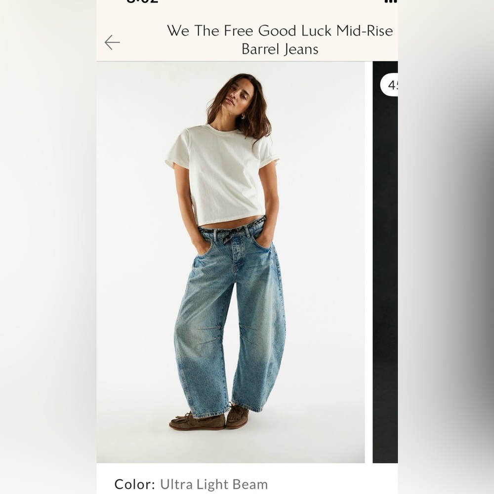 We The Free People Good Luck mid-rise Barrel Jeans 33 NEW
